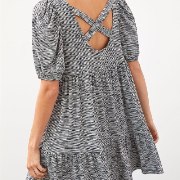 Daily Practice by Anthropologie Flounced Mini Dress in Black and White - Picture 2 of 6